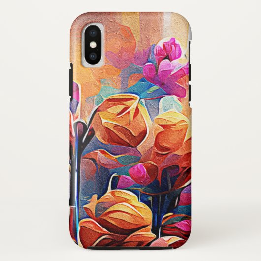 Coques Case-Mate iPhone Floral Abstract Art Orange Red Blue Flowers (Dos)