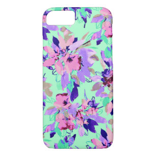 Case-Mate iPhone Case Floral aquarelle motif fleur turquoise rose violet