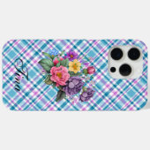 Coques Case-Mate iPhone Floral bleu plaid (Verso (horizontal))