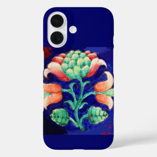Coques iPhone 16 FLORAL, bleu rose vert