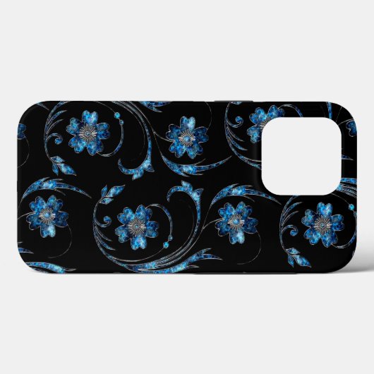 Coques Case-Mate iPhone Floral bleu Shimmer 2 (Verso (horizontal))