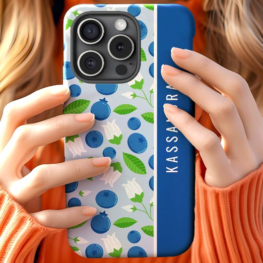 Coques Case-Mate iPhone Floral Blueberry Personnalisé Nom
