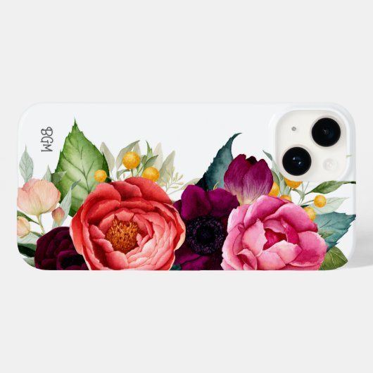 Coques Case-Mate iPhone Floral Boho rustique avec Monogramme (Verso (horizontal))