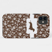 Coques Case-Mate iPhone Floral Brown&blanc avec Dachshund (Dos (Horizontal))