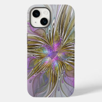 Floral Coloré Abstrait Fractal Avec Rose & Or