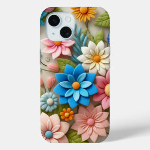 Coque Pour iPhone 15 Floral coloré Pastel