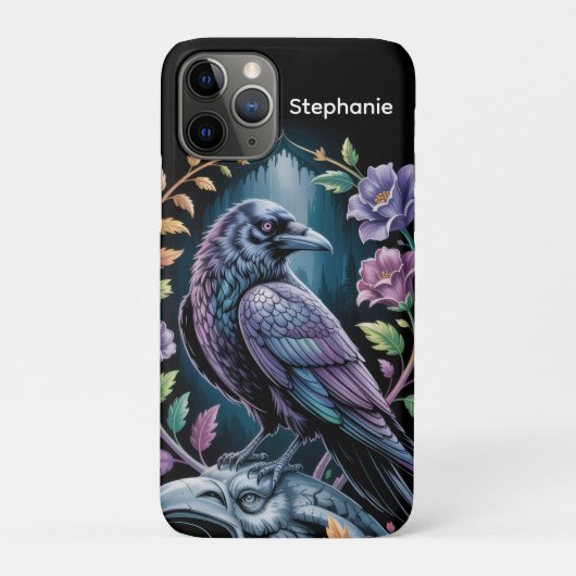 Coques Case-Mate iPhone Floral Corbeau noir (Dos)