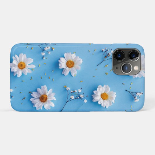 Coques Case-Mate iPhone Floral Daisy Motif - Bleu clair (Dos (Horizontal))