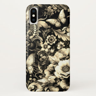 Case-Mate iPhone Case Floral d'antiquité d'or aux papillons