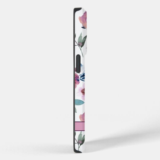 Coques Case-Mate iPhone Floral d'aquarelle pourpre avec nom (Verso / Droite)