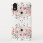 Case-Mate iPhone Case Floral d'aquarelle rose monogramme moderne<br><div class="desc">Un design floral monogramme moderne dans une jolie couleur pastel rose. Ajoutez facilement votre monogramme initial. Un cadeau idéal pour vous,  vos amis et votre famille.</div>