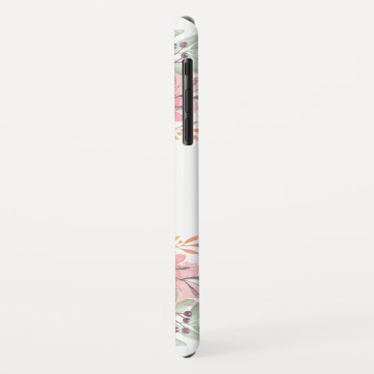 Coques Case-Mate iPhone Floral d'aquarelle rose monogramme moderne (Dos/Gauche)