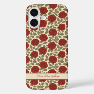 Coques iPhone 16 Floral de rose rouge Vintage victorienne