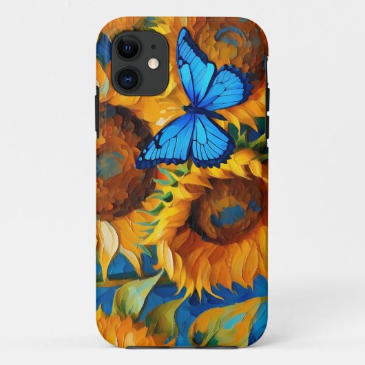 Coques Case-Mate iPhone Floral De Tournesol Et Papillon (Dos)