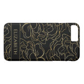 Coques Case-Mate iPhone Floral d'or noir personnalisé (Dos (Horizontal))
