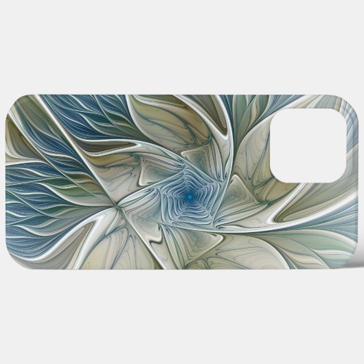 Coques Case-Mate iPhone Floral Dream Motif Abstrait Blue Khaki Fractal (Verso (horizontal))