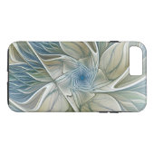 Coques Case-Mate iPhone Floral Dream Motif Abstrait Blue Khaki Fractal (Dos (Horizontal))
