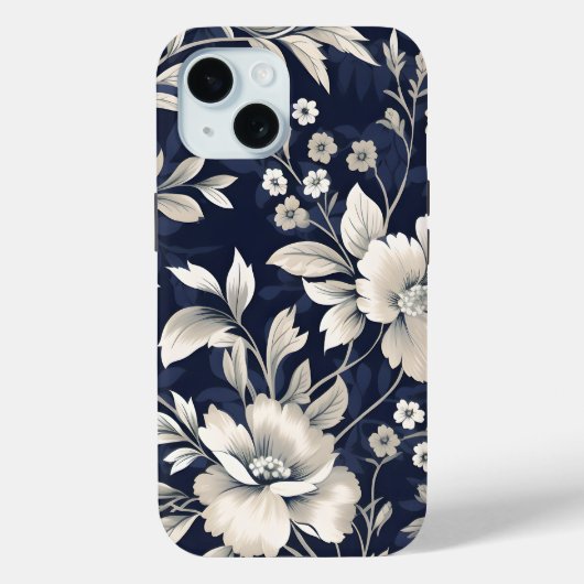 Coques Case-Mate iPhone Floral en bleu (Verso)