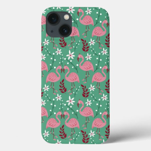 Coques Case-Mate iPhone Floral flamingo sans couture motif rose vert (Verso)