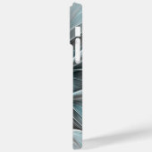 Coques Case-Mate iPhone Floral Fractal Moderne Fleur Abstrait gris bleu (Verso / Gauche)