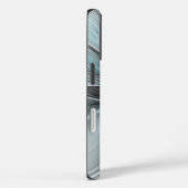 Coques Case-Mate iPhone Floral Fractal Moderne Fleur Abstrait gris bleu (Verso / Droite)