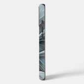 Coques Case-Mate iPhone Floral Fractal Moderne Fleur Abstrait gris bleu (Verso / Gauche)