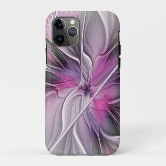 Coques Case-Mate iPhone Floral Fractal moderne Fleur Abstraite rose gris (Dos)