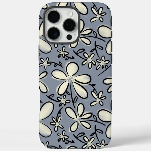 Coques Case-Mate iPhone Floral Gris et motif de fleur de crème (Verso)