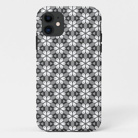 Coques Case-Mate iPhone Floral gris, noir et blanc (Dos)