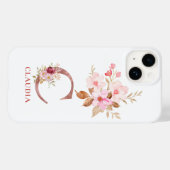 Coques Case-Mate iPhone Floral Initial Personnalisé Nom Élégant Monogramme (Verso (horizontal))