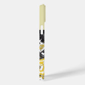 Coques Case-Mate iPhone Floral jaune et gris monogramme (Verso / Droite)