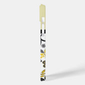 Coques Case-Mate iPhone Floral jaune et gris monogramme (Verso / Gauche)