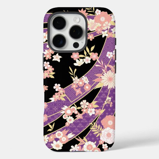 Coques Case-Mate iPhone Floral Kimono Motif Violet (Verso)