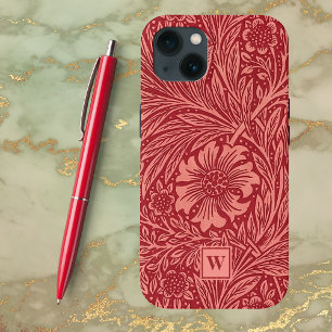 Case-Mate iPhone Case Floral Marigold rouge par William Morris avec init