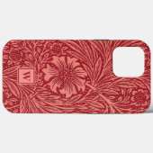 Coques Case-Mate iPhone Floral Marigold rouge par William Morris avec init (Verso (horizontal))