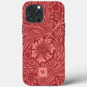 Coques Case-Mate iPhone Floral Marigold rouge par William Morris avec init (Verso)
