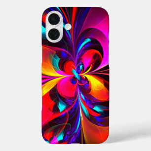 Coques iPhone 16 Plus Floral moderne Art Abstrait Rouge Bleu Motif #07