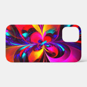 Coques Case-Mate iPhone Floral moderne Art Abstrait Rouge Bleu Motif #07 (Verso (horizontal))