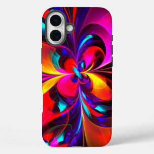 Coques iPhone 16 Plus Floral moderne Art Abstrait Rouge Bleu Motif #07