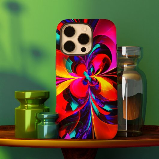 Coques Case-Mate iPhone Floral moderne Art Abstrait Rouge Bleu Motif #07