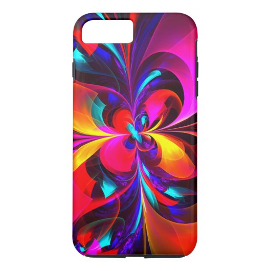 Coques Case-Mate iPhone Floral moderne Art Abstrait Rouge Bleu Motif #07 (Dos)