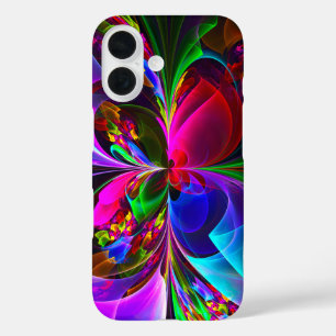 Coques iPhone 16 Floral moderne Art Abstrait Rouge Bleu Motif #12