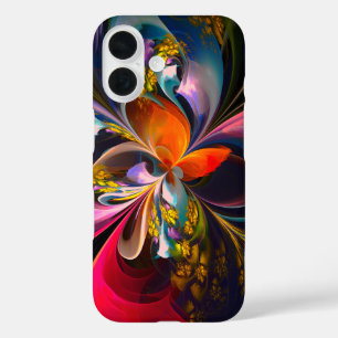 Coques iPhone 16 Floral moderne Art Abstrait Rouge Bleu Motif #13