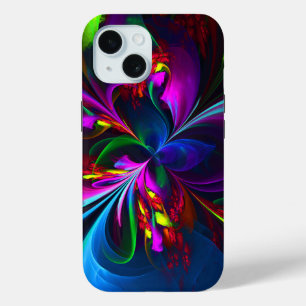 Coque Pour iPhone 15 Floral moderne Art Abstrait Rouge Bleu Motif #15