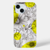 Coques Case-Mate iPhone Floral moderne dessin jaune vif Cercles rétro (Verso)
