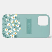 Coques Case-Mate iPhone Floral moderne marguerite bleu girly élégant éléga (Verso (horizontal))