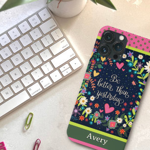 Case-Mate iPhone Case Floral moderne Nom personnalisé Citation amusante