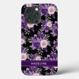 Case-Mate iPhone Case Floral moderne violet noir