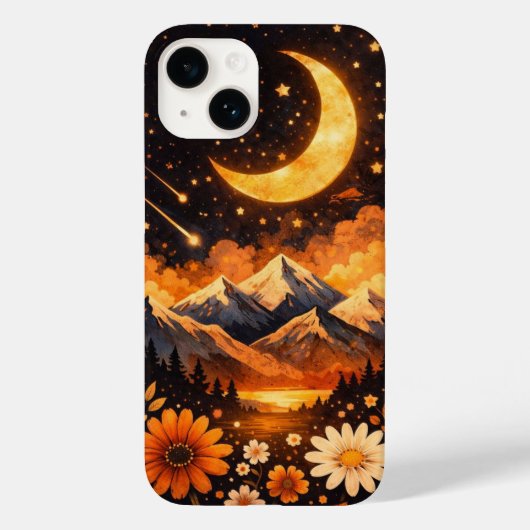 Coques Case-Mate iPhone Floral Moon Pattern Phone Case – Cute and Aestheti (Verso)