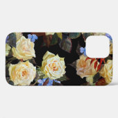 Coques Case-Mate iPhone Floral motif moderne, roses blanches, hydrangée bl (Verso (horizontal))